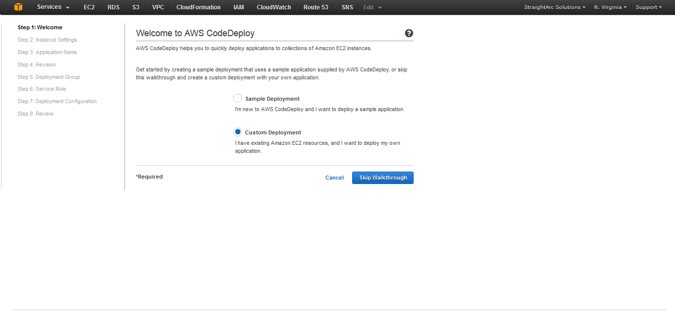 AWSCodeDeploy Welcome Screen