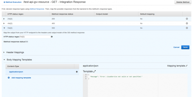 API Gateway API Integration Response