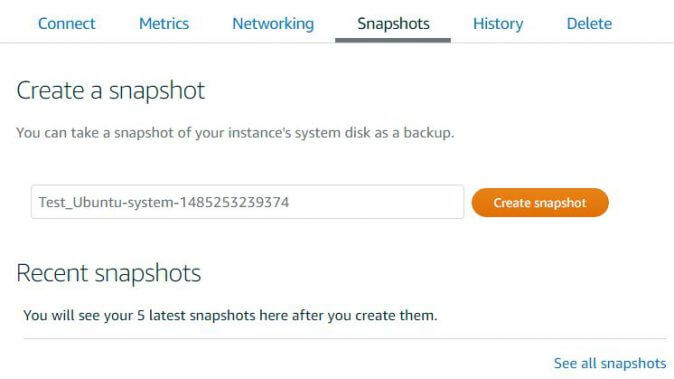 Creating Snapshots of AWS Lightsail Instances is easy