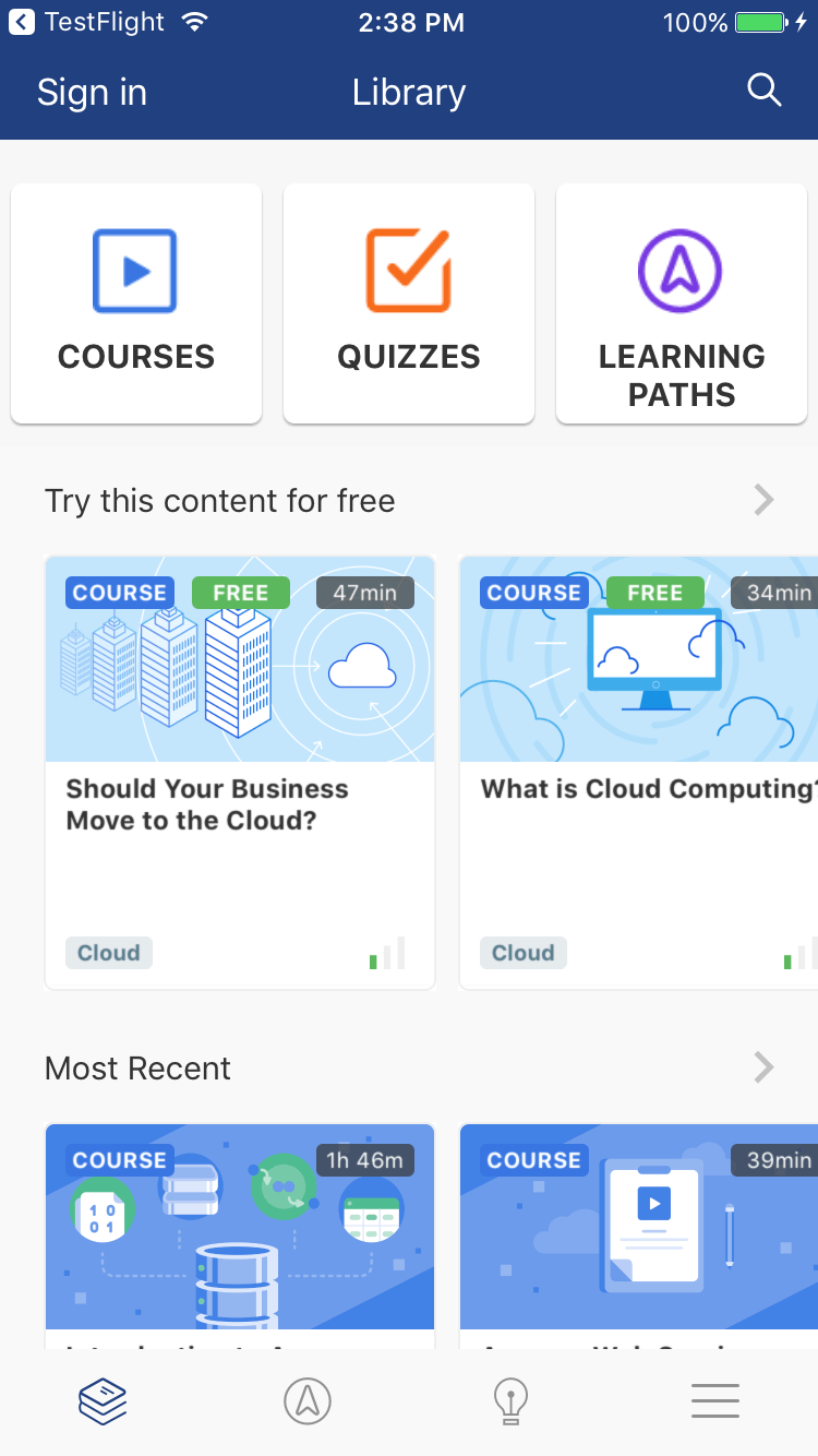 Cloud Academy Mobile App 
