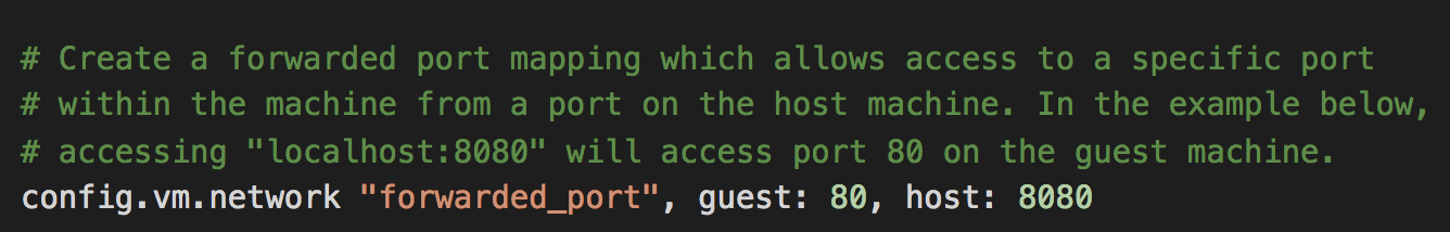 Vagrant binding the host port 8080 to port 80 on the VM
