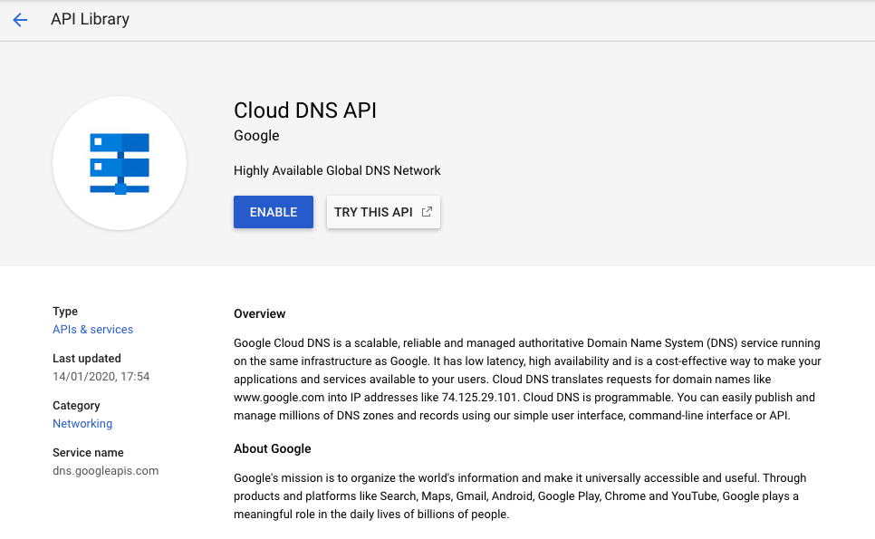 Google Cloud DNS API