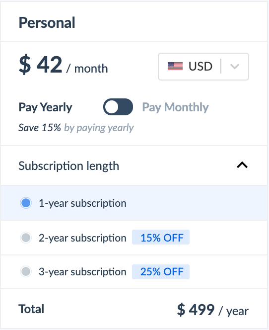 new subscription length field