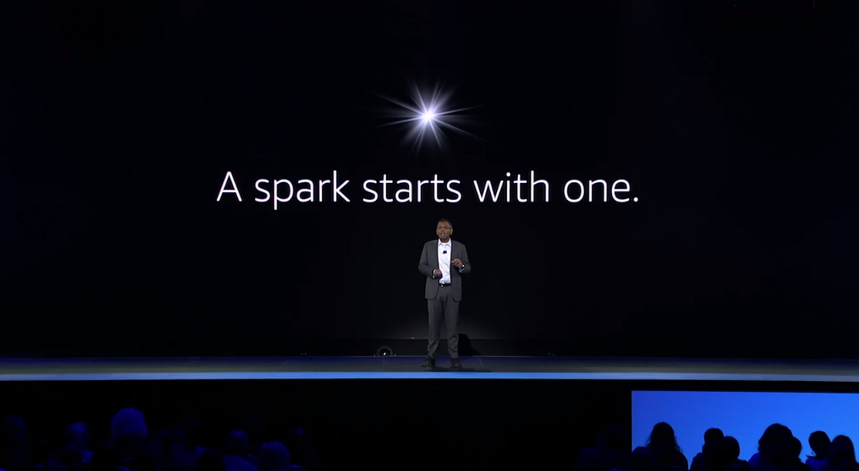 Swami closes by saying, "A spark starts with one."