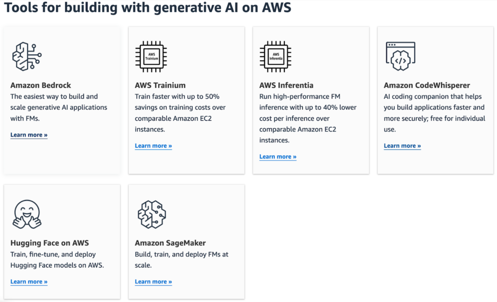 Tools for building with generative AI on AWS